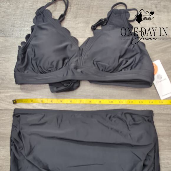 Charmo Maternity Scallop Edge Tie Back Bikini Swimsuit Size M - Picture 5 of 7